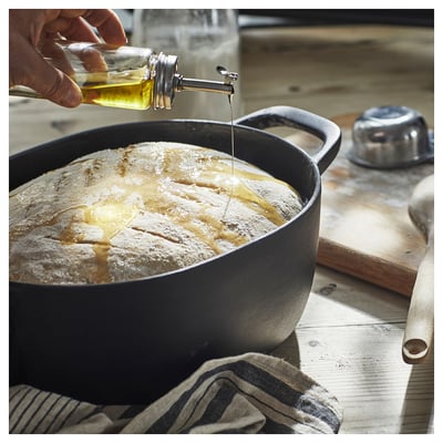 VARDAGEN Cazuela con tapa, hierro fundido esmaltado mate/negro, 6.9 qt