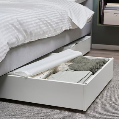 VARDÖ Caja de almacenaje para cama, blanco, 25 5/8x27 1/2 "