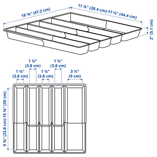 VARIERA Bandeja para cubiertos, ajustable, 11 3/16-17 1/2x18 9/16 "