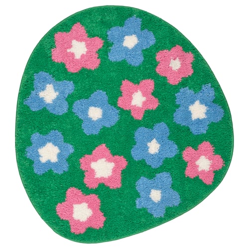 VATTENSKRUV Alfombra de baño, motivo floral/multicolor, 24x26 "