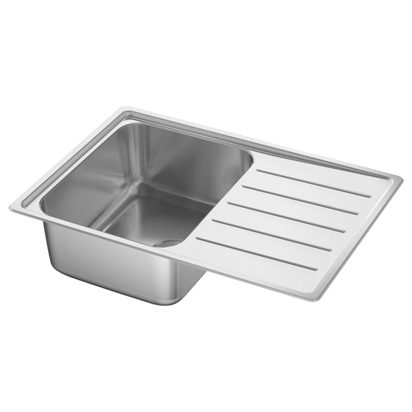 VATTUDALEN Freg 1 pila+scrrdr, montado encima, acero inoxidable, 27 1/8x18 1/2 "