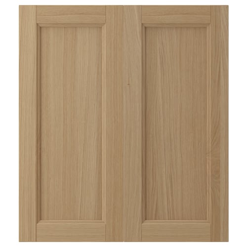 VEDHAMN Puerta gabinete bajo esquina, 2pz, roble, 13x30 "