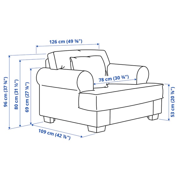 VENNGARN Sillón de 1.5 plazas, Johanneshov color hueso
