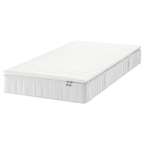 VESTERÖY Colchón+topper de colchón, firme blanco/Näsfjället blanco, Tamaño twin