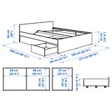 VIHALS Base de cama+2 cajas almacenamiento, blanco/Luröy, Tamaño queen