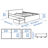 VIHALS Base de cama+2 cajas almacenamiento, blanco/Luröy, Tamaño full/doble