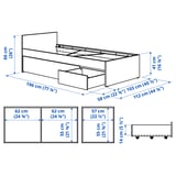 VIHALS Base de cama+2 cajas almacenamiento, blanco/Luröy, Tamaño twin