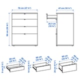 VIHALS Gavetero de 4 cajones, blanco/función de anclaje/desbloqueo, 27 1/2x18 1/2x35 3/8 "