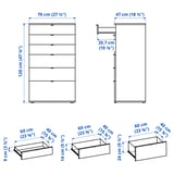 VIHALS Gavetero de 6 cajones, blanco/función de anclaje/desbloqueo, 27 1/2x18 1/2x47 1/4 "