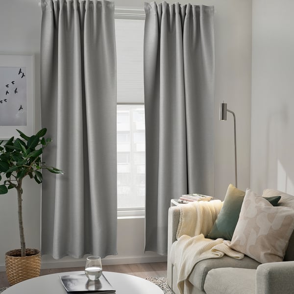 VILBORG Cortinas opacas, 1 par, gris, 57x84 "