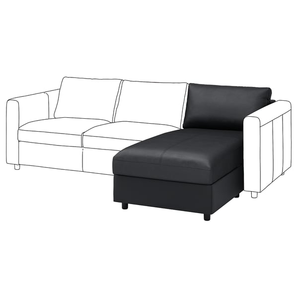 VIMLE Módulo chaise longue, Grann/Bomstad negro