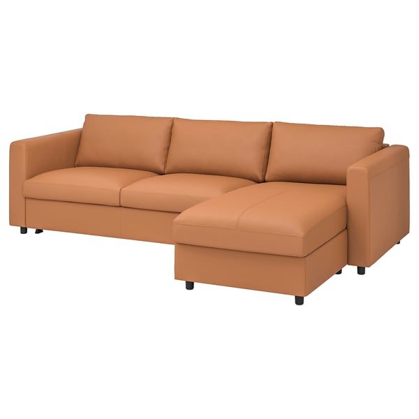VIMLE Sofá cama+chaise longue, Grann/Bomstad marrón dorado