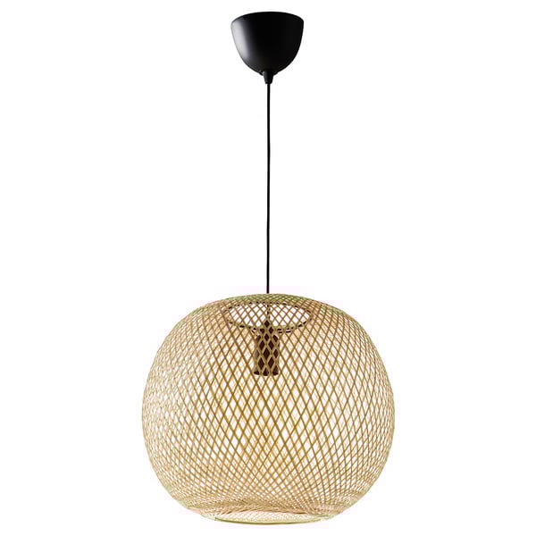 VINDÖGA Lámpara colgante, bambú/hecho a mano, 14 "
