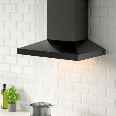 VINSTGIVANDE Campana extractora de pared, negro acero inoxidable