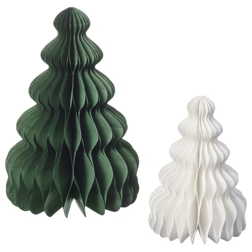 VINTERFINT Adorno, juego de 2, forma de árbol de Navidad blanco/verde