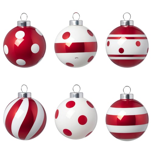VINTERFINT Adorno para árbol, formas variadas/rojo/blanco, 2 3/8 "
