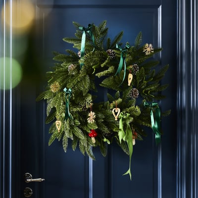 VINTERFINT Corona artificial, interior/exterior/piña verde, 23 ½ "