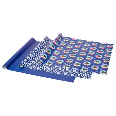 VINTERFINT Rollo de papel de regalo, formas variadas azul, 9.84x2.30 '/22.60 pie²