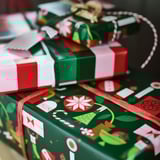 VINTERFINT Rollo de papel de regalo, formas variadas verde/rojo, 9.84x2.30 '/22.60 pie²