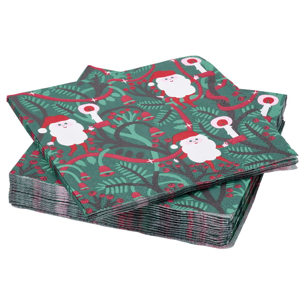 VINTERFINT Servilleta de papel, motivo Papá Noel verde, 13x13 "