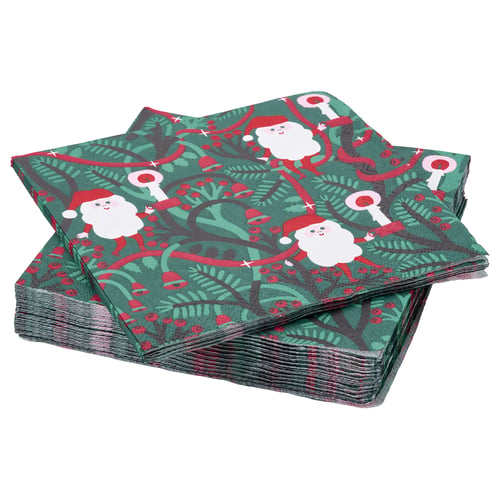 VINTERFINT Servilleta de papel, motivo Papá Noel verde, 13x13 "