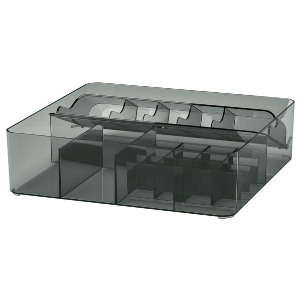 VISSLAÅN Caja+compartimientos, gris, 12 ¾x12 ¼x3 ¼ "