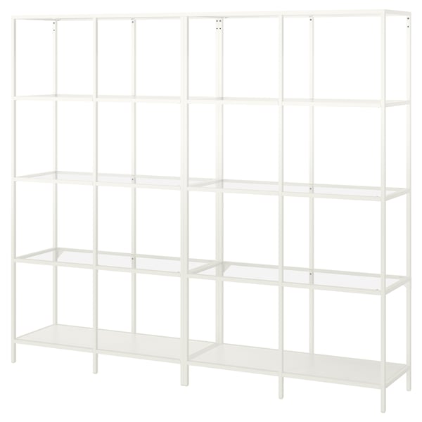 VITTSJÖ Combinación de almacenaje, blanco/vidrio, 78 3/4x14 1/8x68 7/8 "