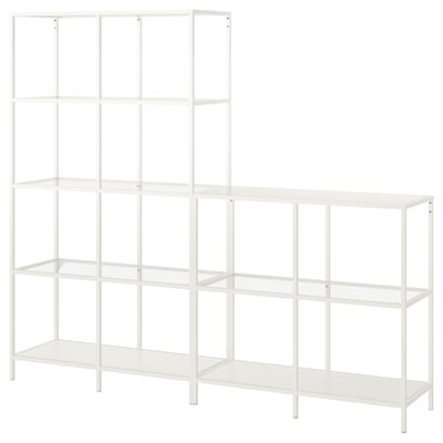 VITTSJÖ Combinación de almacenaje, blanco/vidrio, 78 3/4x14 1/8x68 7/8 "