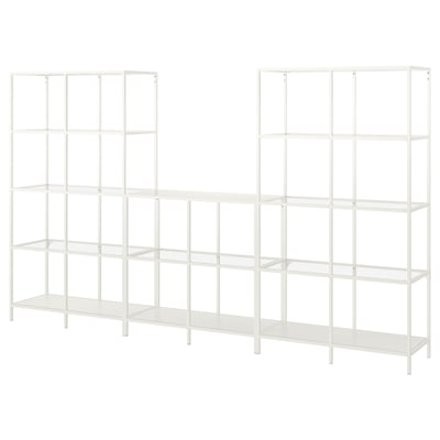 VITTSJÖ Combinación de almacenaje, blanco/vidrio, 118 1/8x14 1/8x68 7/8 "