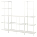 VITTSJÖ Combinación de almacenaje, blanco/vidrio, 79 1/2x14 1/8x68 7/8 "