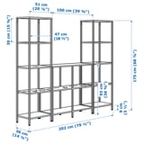 VITTSJÖ Combinación de almacenaje, blanco/vidrio, 79 1/2x14 1/8x68 7/8 "