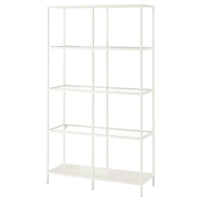 VITTSJÖ Estantería, blanco/vidrio, 39 3/8x68 7/8 "