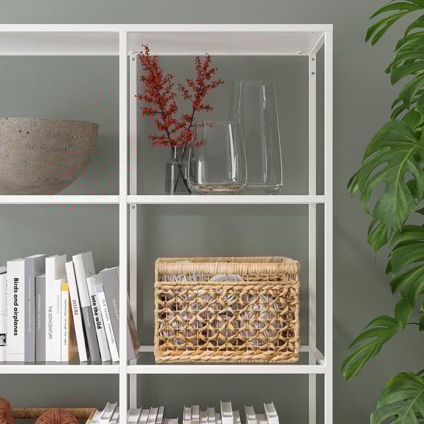 VITTSJÖ Estantería, blanco/vidrio, 39 3/8x68 7/8 "