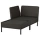 VITTSKÄR Chaise longue modular, con reposabrazos exterior/ratán de plástico gris oscuro