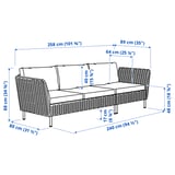 VITTSKÄR Conjunto de 3 plazas, exterior ratán de plástico en gris oscuro/Frösön/Duvholmen beige