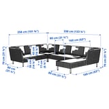VITTSKÄR Juego de 5 plazas, exterior, +chaise longue/ratán de plástico gris oscuro