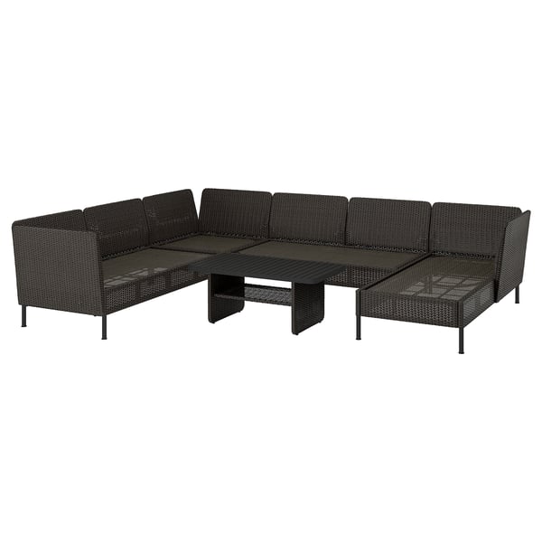VITTSKÄR Juego de 5 plazas, exterior, +chaise longue/ratán de plástico gris oscuro