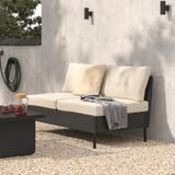 VITTSKÄR Sofá de 2 plazas, exterior ratán de plástico en gris oscuro/Frösön/Duvholmen beige