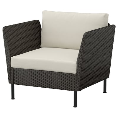 VITTSKÄR Tumbona modular, ratán de plástico gris oscuro/Frösön/Duvholmen beige