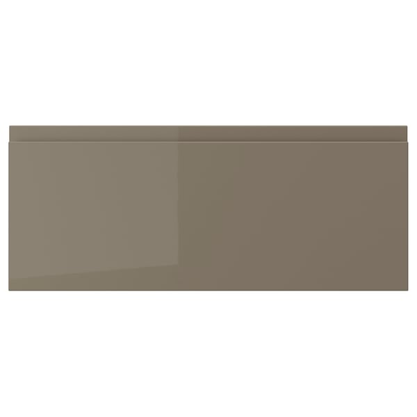 VOXTORP Frente de cajón, alto brillo marrón grisáceo oscuro, 24x10 "