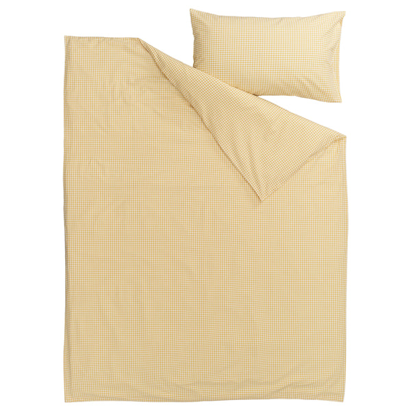 WEYMOUTHTALL Funda nórdica+funda(s) de almohada, amarillo blanco/a cuadros, Tamaño twin