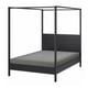 YTTERVÅG Armazón de cama con dosel, negro/Lyngör gris oscuro, Tamaño queen