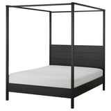 YTTERVÅG Base de cama con dosel, negro/madera, Tamaño queen