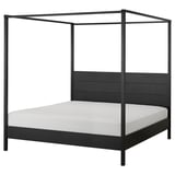 YTTERVÅG Base de cama con dosel, negro/madera, Tamaño King
