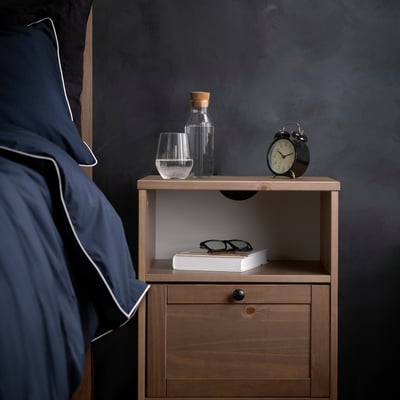 YTTERVÅG Mesita de noche, marrón grisáceo, 18 1/2x16 1/8 "