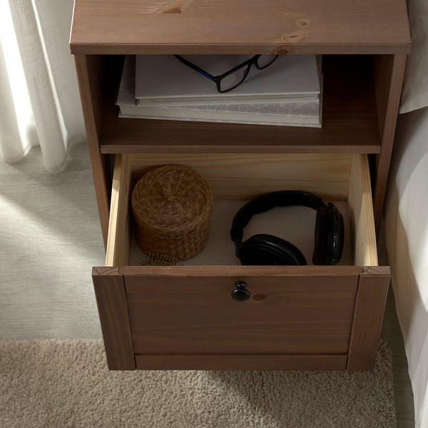 YTTERVÅG Mesita de noche, marrón grisáceo, 18 1/2x16 1/8 "